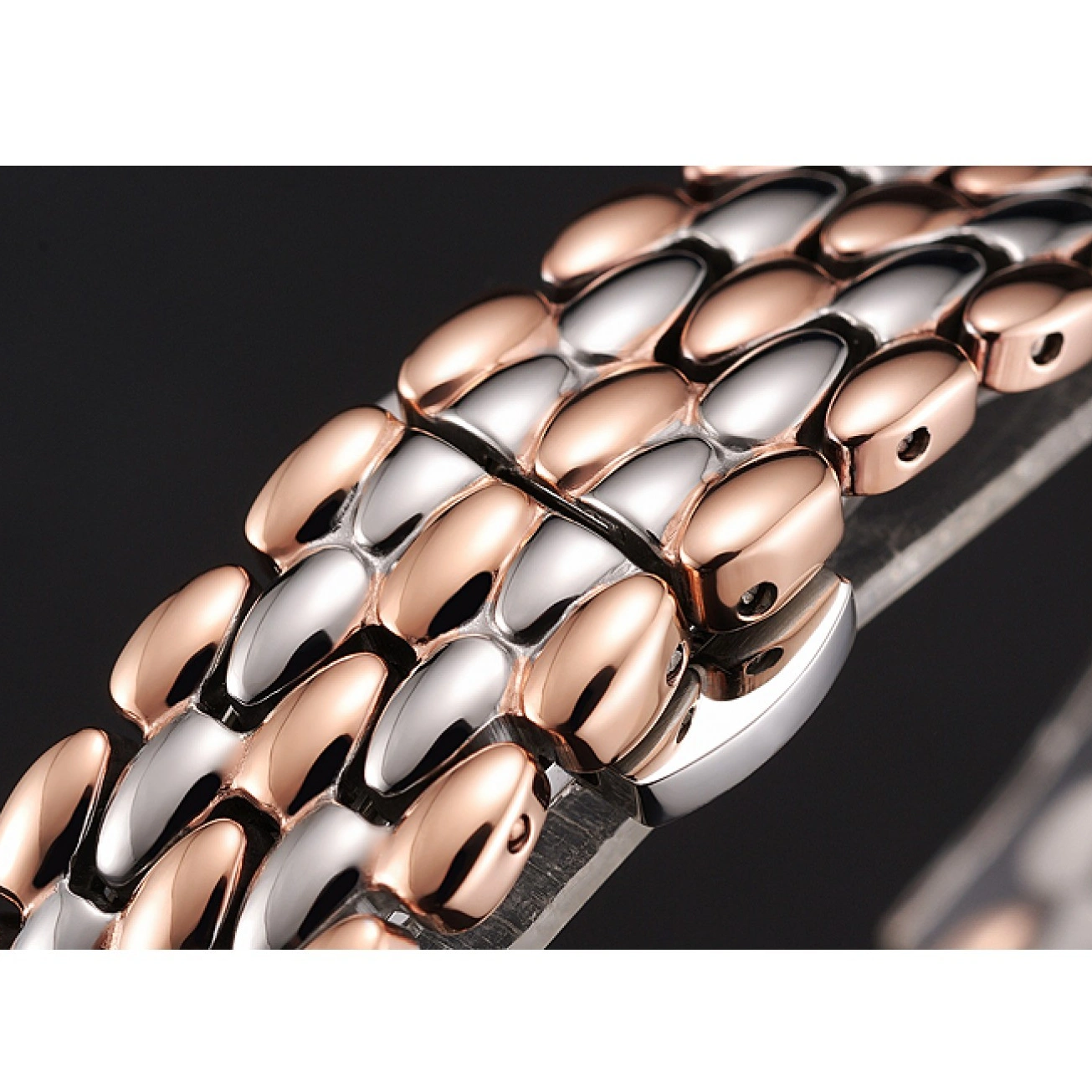 1015 Omega De Ville Prestige No Date White Dial With Diamonds Rose Gold Case Two Tone Bracelet